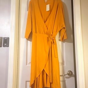 Yellow/gold wrap dress